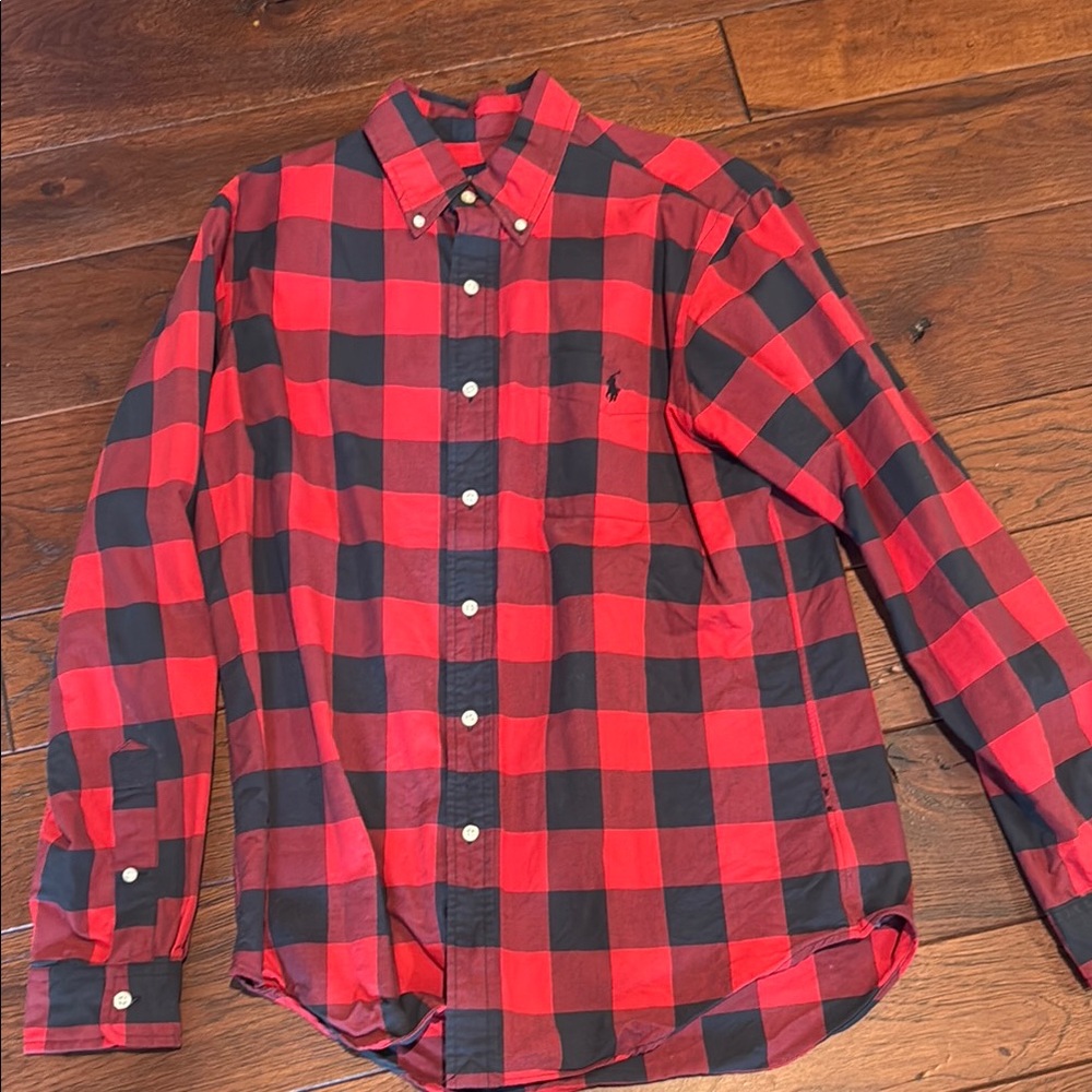 Polo by Ralph Lauren Red and Black Casual Button Down Shirt